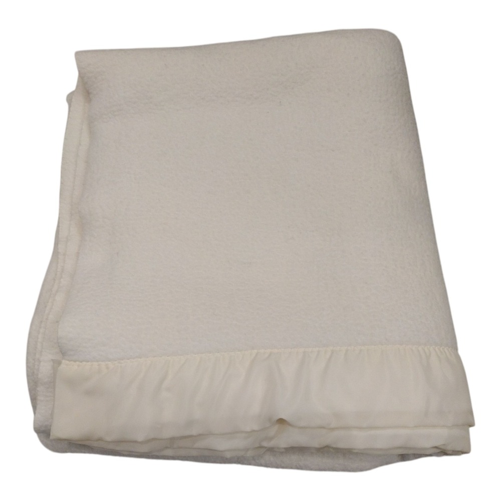 Vintage Chatham Blanket Satin Edge Binding Trim Off White 68 X 80